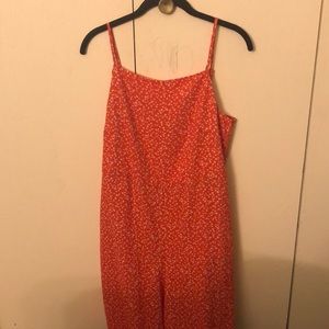 red and white floral culottes jumpsuit